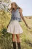 Skyler Tiered Mini Skirt in Cream sold by bohme