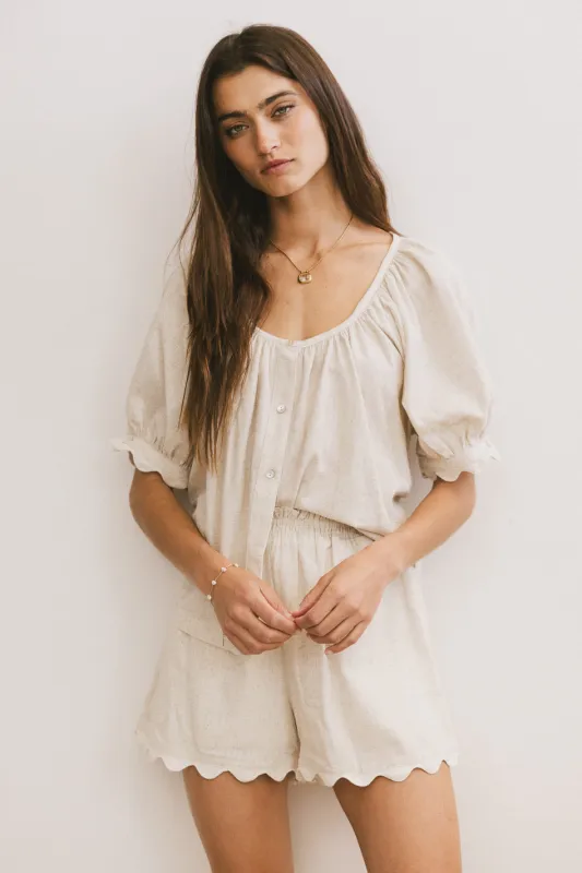Owen Scalloped Top in Oatmeal sold by bohme