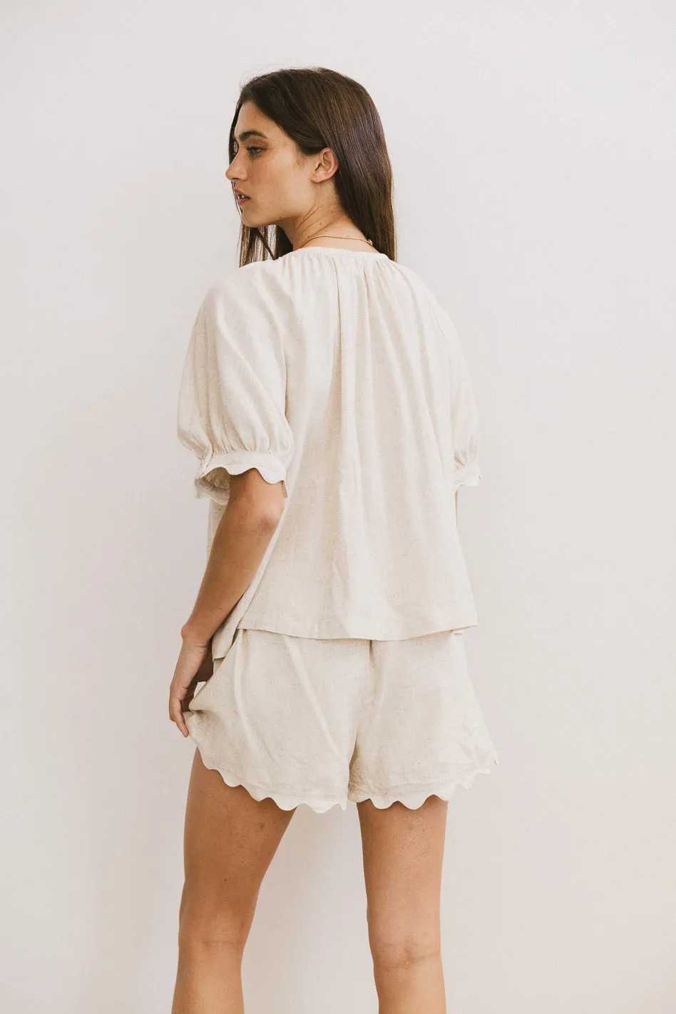 Owen Scalloped Top in Oatmeal sold by bohme product image thumbnail 5