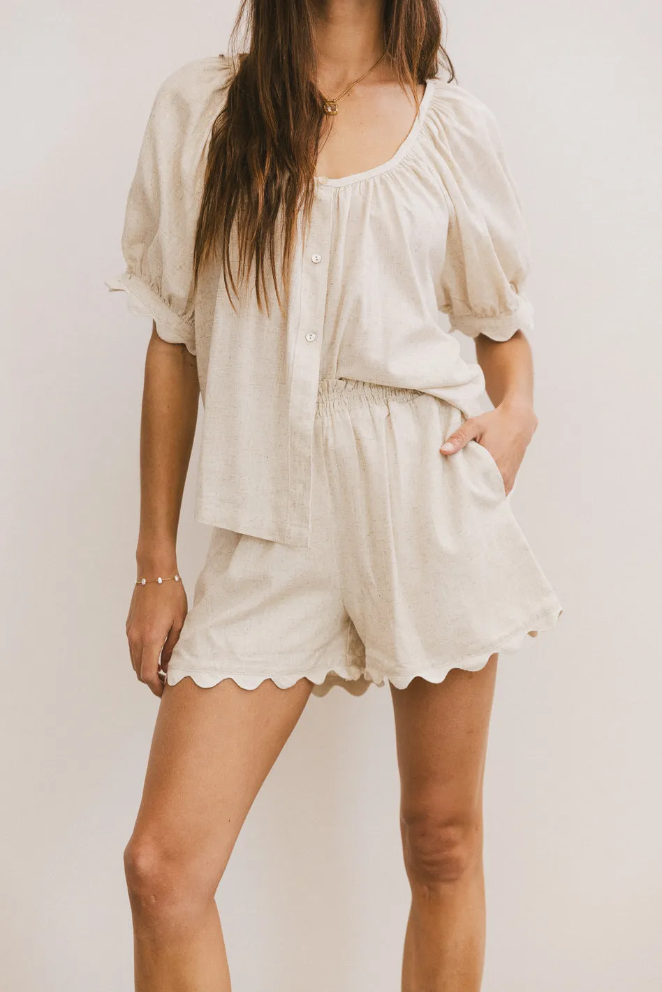 Owen Scalloped Top in Oatmeal sold by bohme product image thumbnail 4