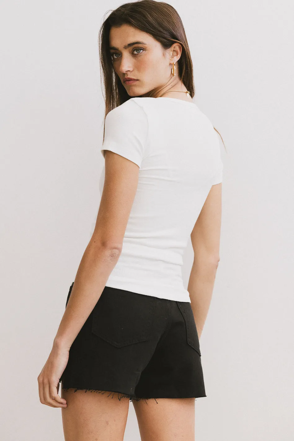 Serena Henley Top in White - FINAL SALE sold by bohme product image thumbnail 4