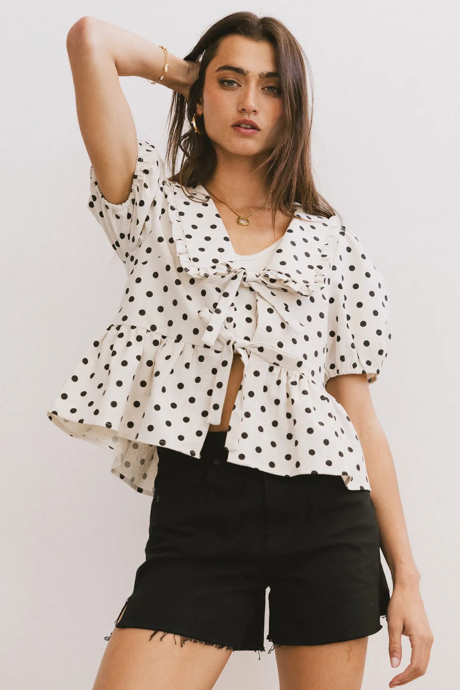 Nova Polka Dot Peplum Top - FINAL SALE sold by bohme product image thumbnail 5