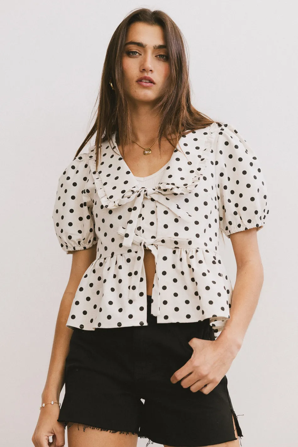 Nova Polka Dot Peplum Top - FINAL SALE sold by bohme product image thumbnail 3