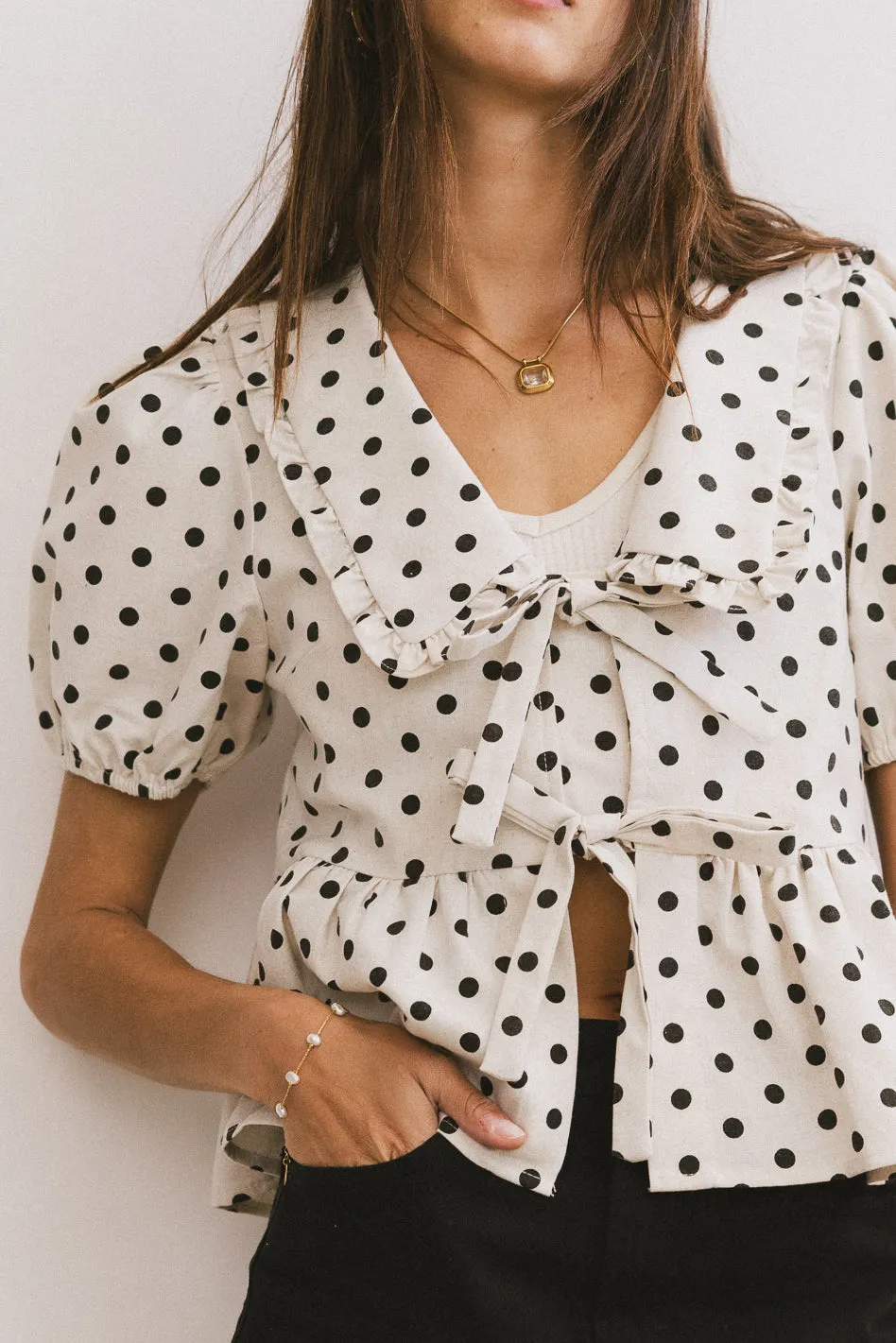 Nova Polka Dot Peplum Top - FINAL SALE sold by bohme