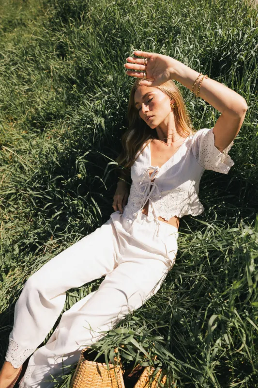 Ollie Embroidered Wide Leg Pants sold by bohme