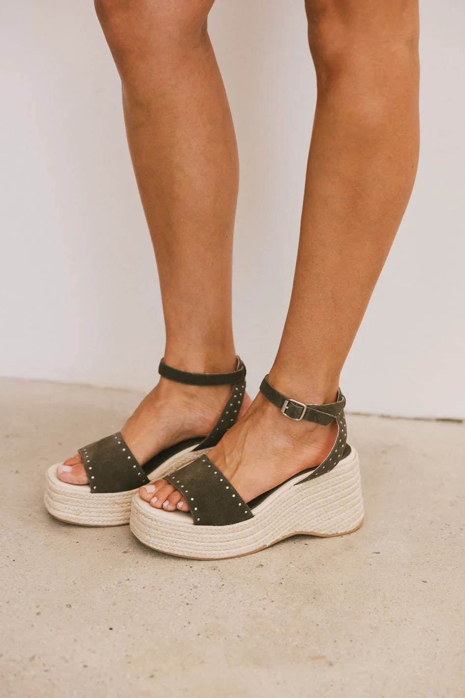 Pascha Wedge Sandal in Olive sold by bohme