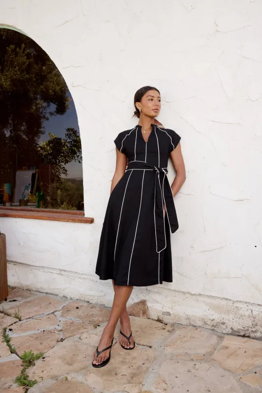 Edith Contrast Midi Dress in Black sold by bohme