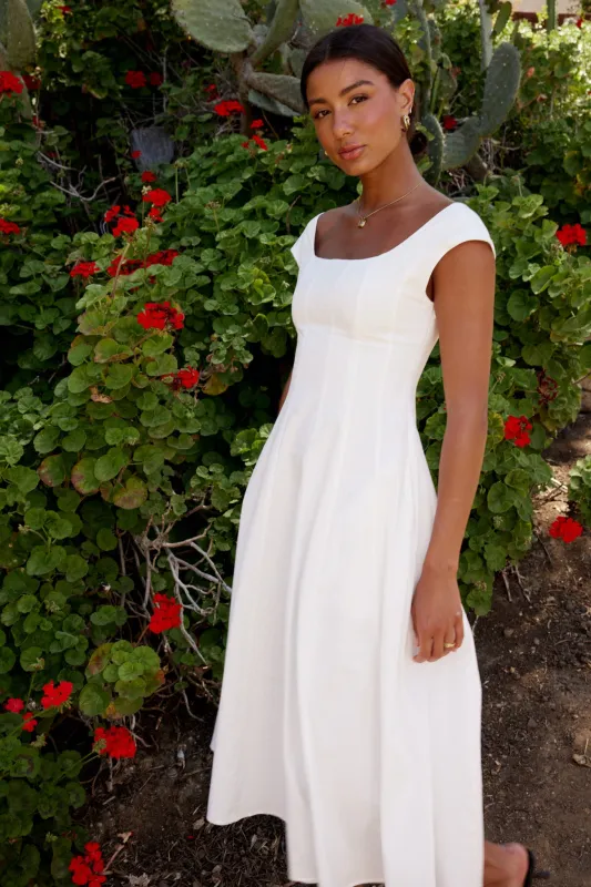 Colin Midi Dress in Cream sold by bohme