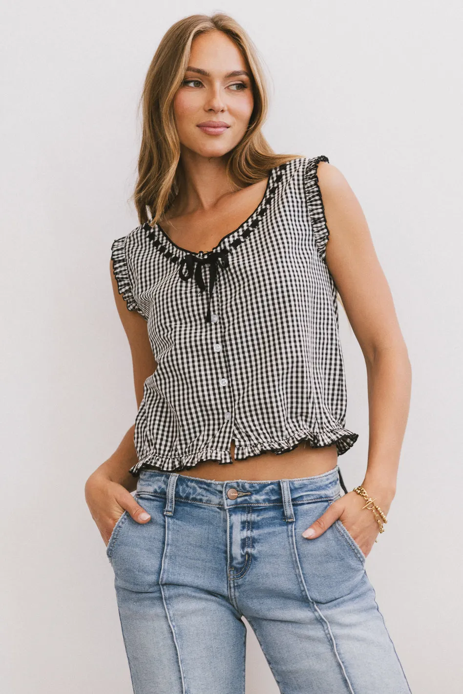 Calvin Gingham Tank in Black sold by bohme product image thumbnail 3