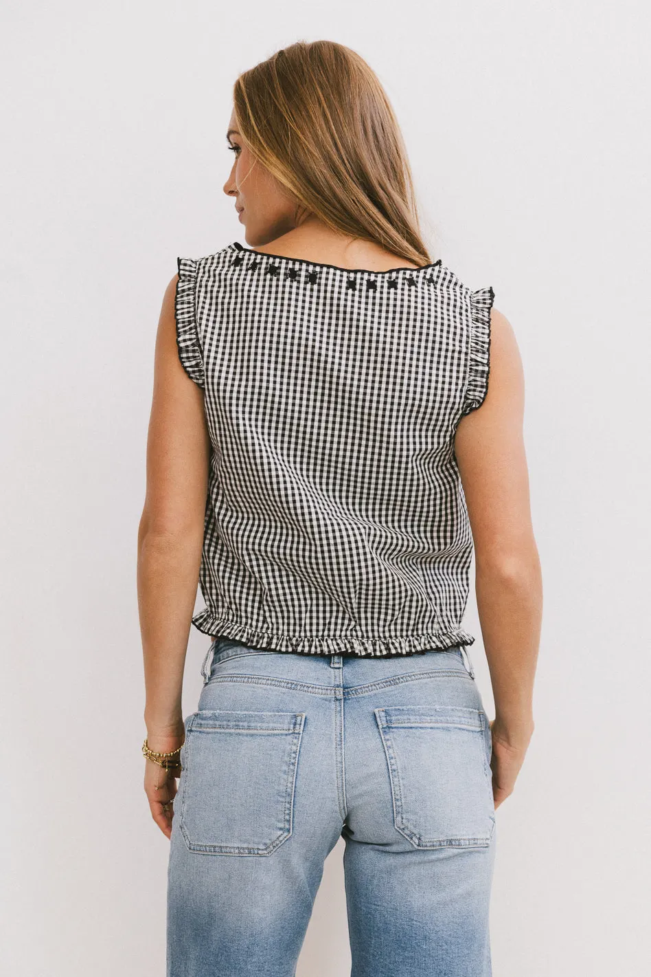 Calvin Gingham Tank in Black sold by bohme product image thumbnail 4