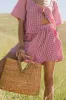 Ember Gingham Shorts in Red sold by bohme