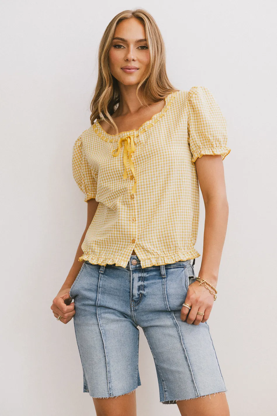 Dean Gingham Blouse in Yellow sold by bohme product image thumbnail 2