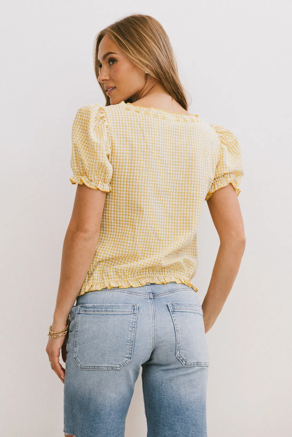 Dean Gingham Blouse in Yellow sold by bohme product image thumbnail 3