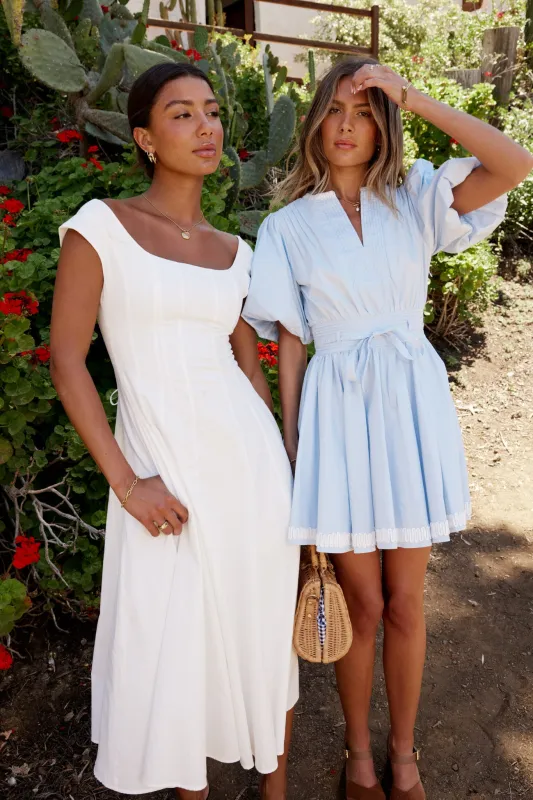 Odette Ric Rac Mini Dress in Blue sold by bohme