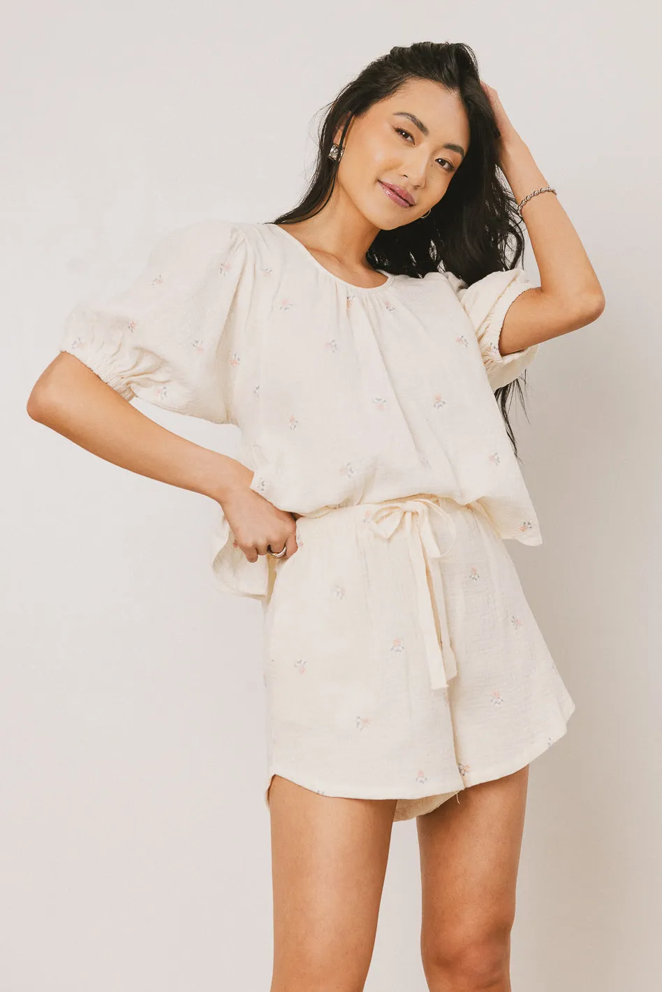 Elia Floral Shorts in Beige - FINAL SALE sold by bohme product image thumbnail 5