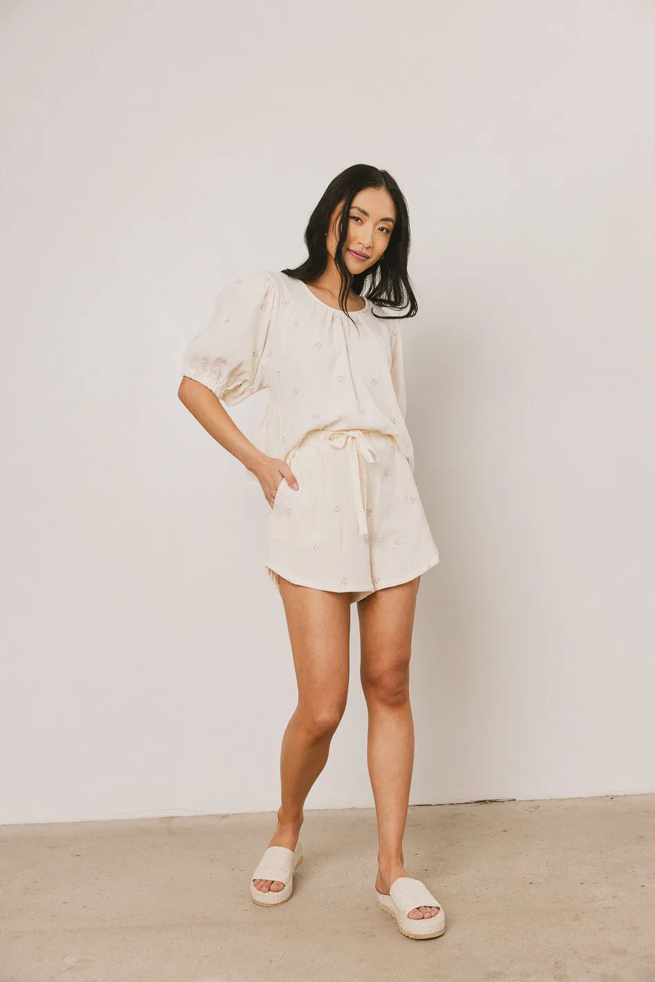 Elia Floral Shorts in Beige - FINAL SALE sold by bohme product image thumbnail 3