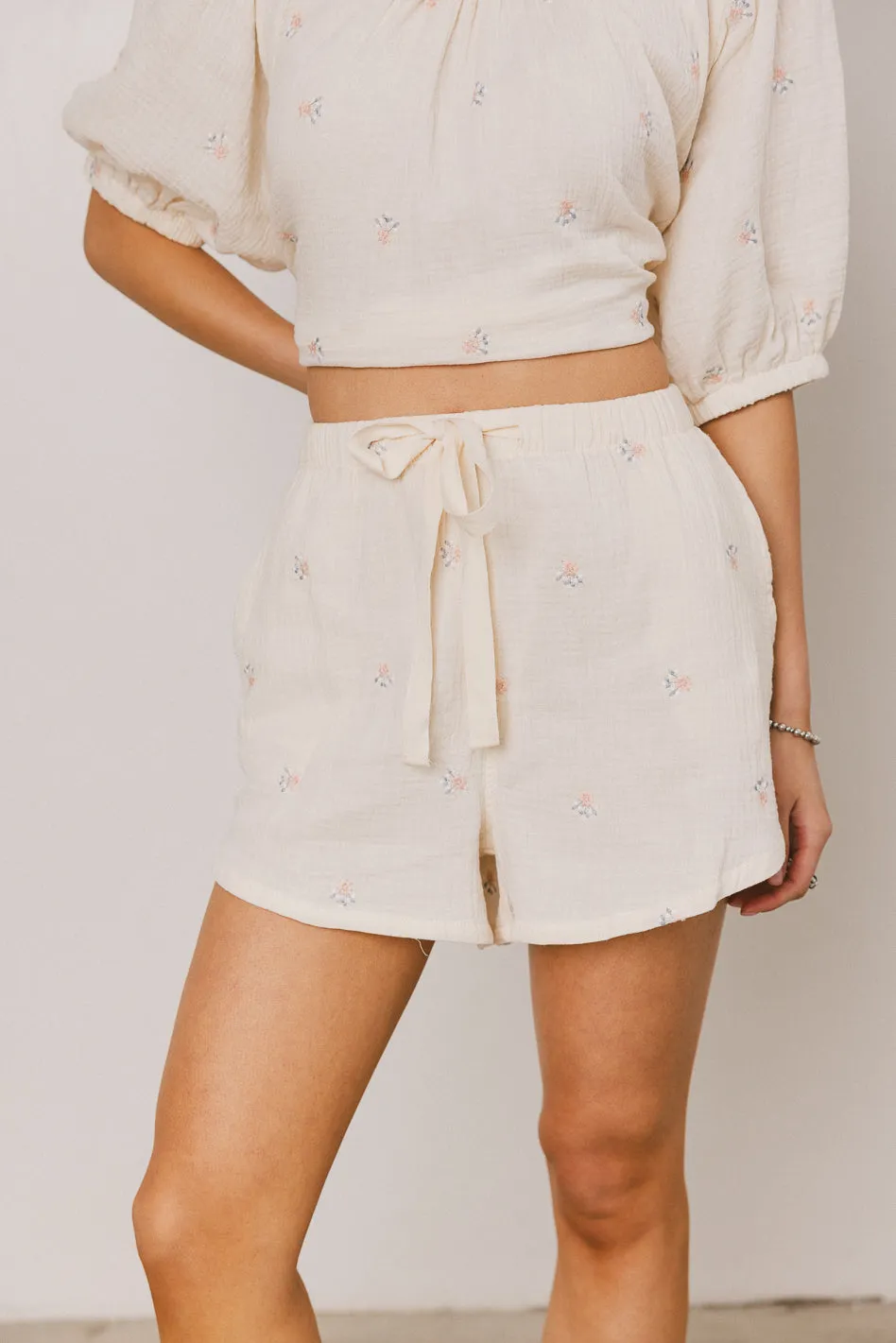 Elia Floral Shorts in Beige - FINAL SALE sold by bohme product image thumbnail 2