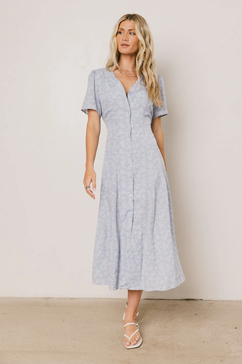 Kade Floral Midi Dress in Blue - FINAL SALE sold by bohme product image thumbnail 2