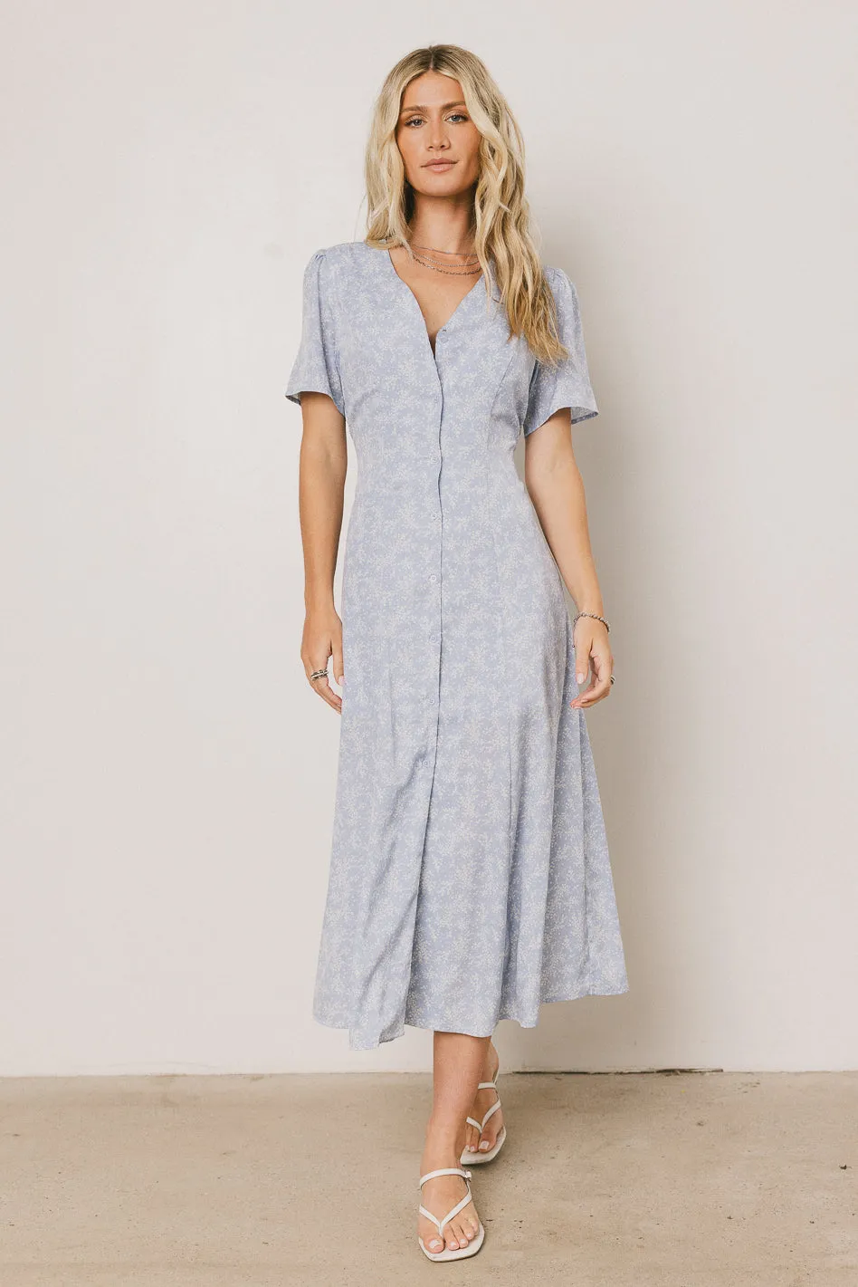 Kade Floral Midi Dress in Blue - FINAL SALE sold by bohme product image thumbnail 5