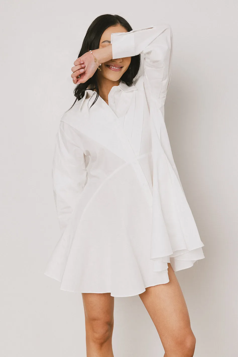 Juliet Collared Mini Dress in White - FINAL SALE sold by bohme