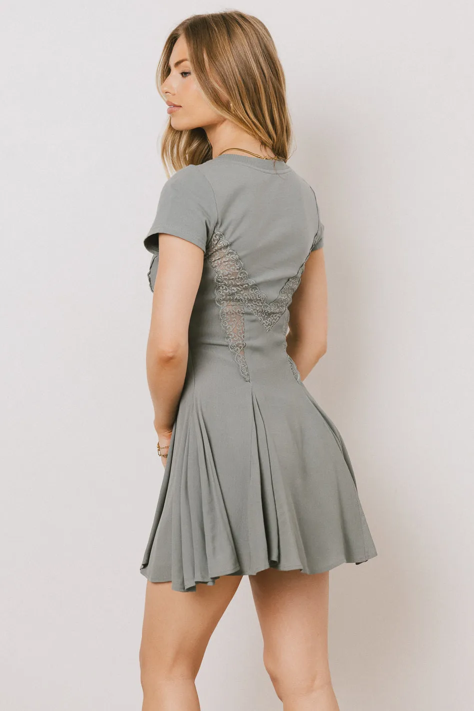 Erin Cap Sleeve Mini Dress in Sage - FINAL SALE sold by bohme product image thumbnail 5