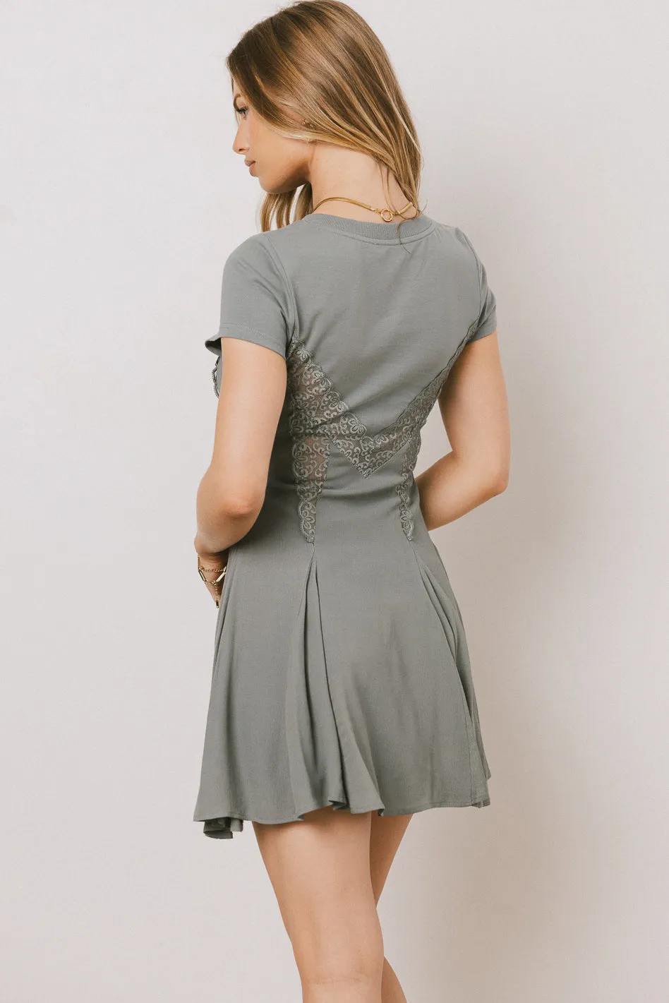 Erin Cap Sleeve Mini Dress in Sage - FINAL SALE sold by bohme product image thumbnail 4