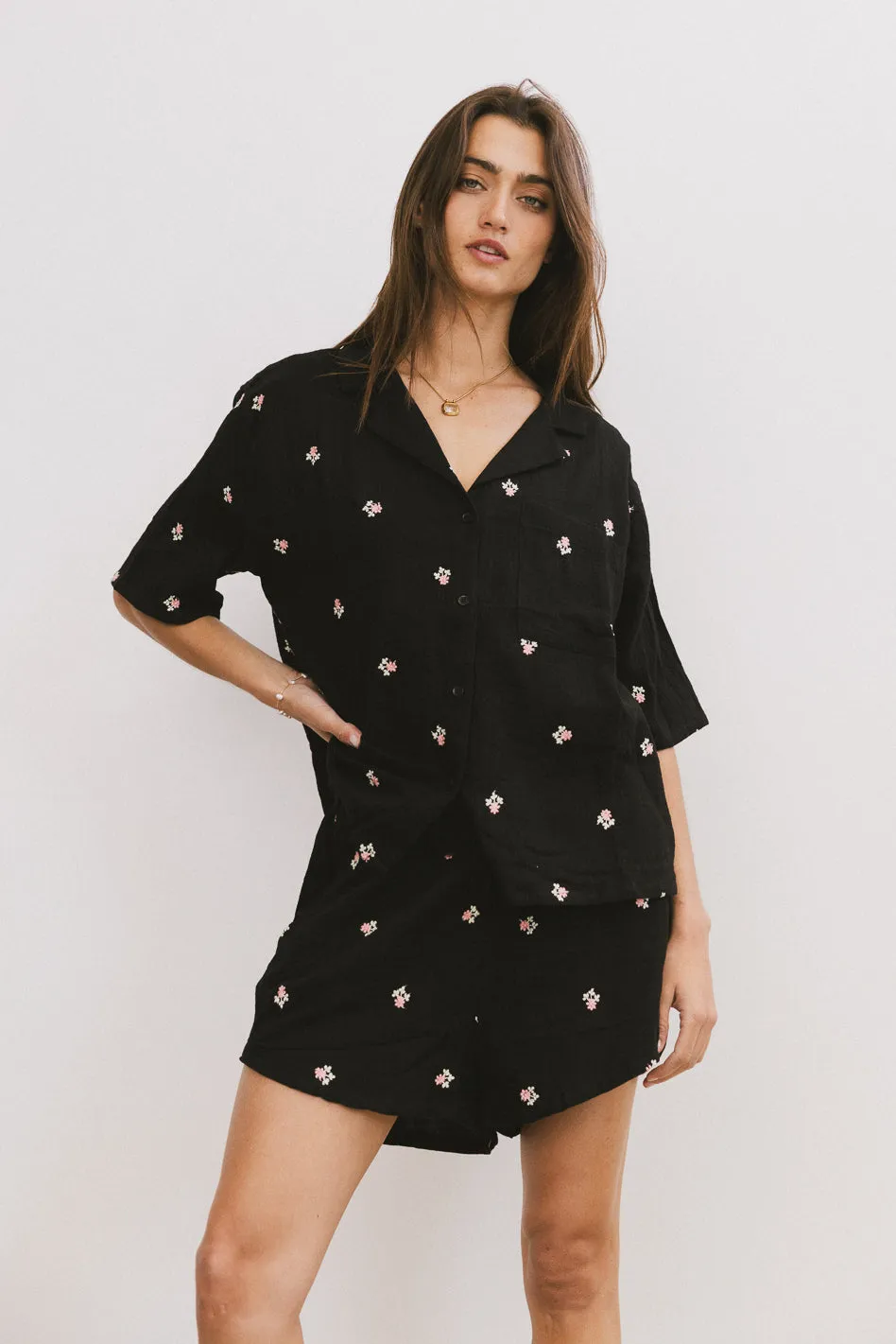 Elia Floral Shorts in Black - FINAL SALE sold by bohme product image thumbnail 4