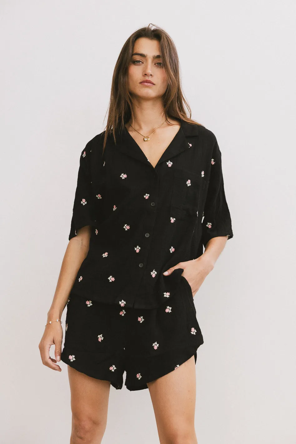 Elia Floral Shorts in Black - FINAL SALE sold by bohme