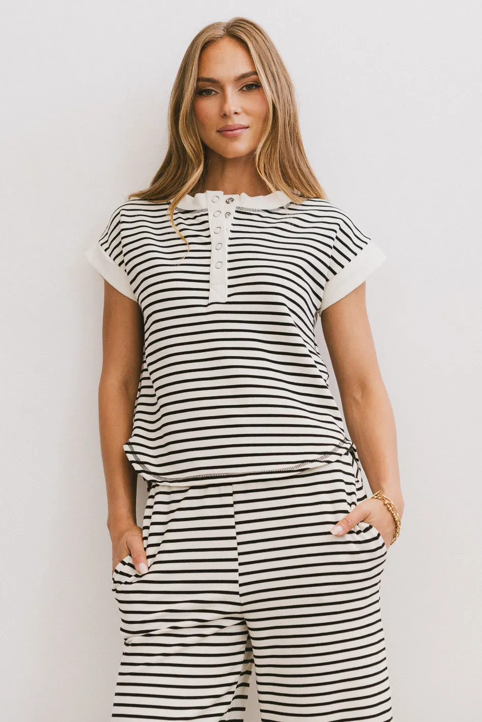 Zia Striped Top in Black - FINAL SALE sold by bohme