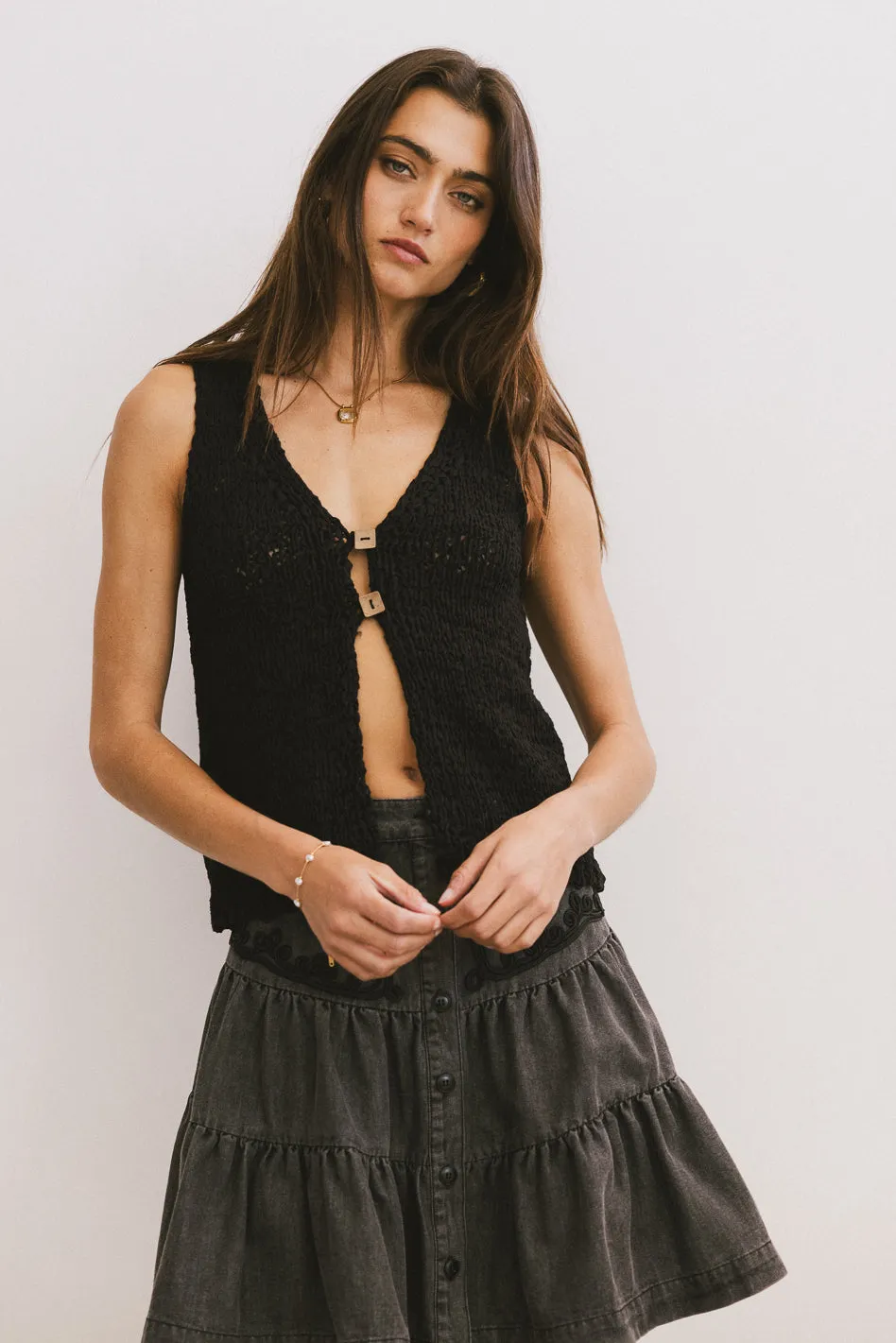 Jean Cardigan Vest in Black - FINAL SALE sold by bohme product image thumbnail 2