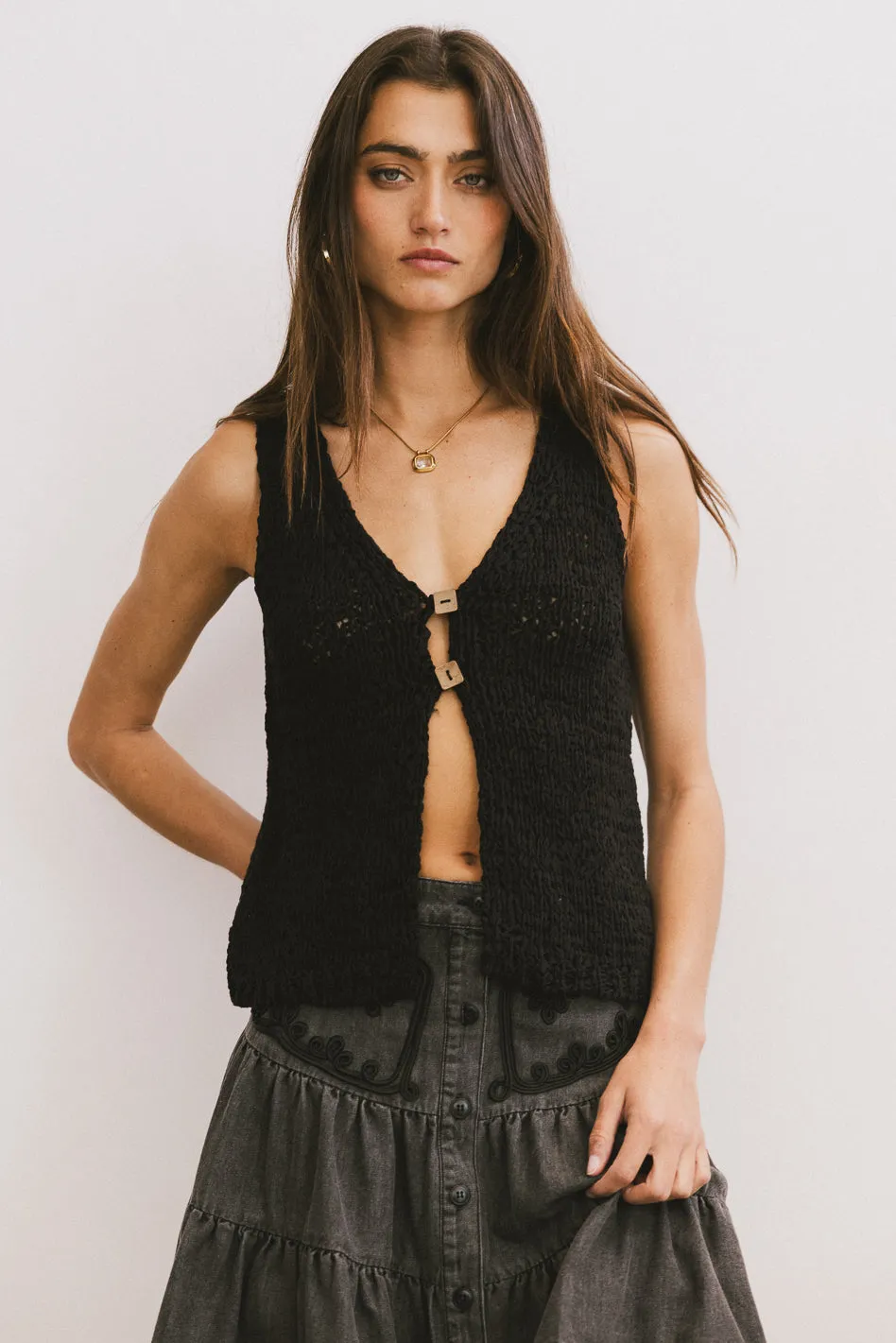 Jean Cardigan Vest in Black - FINAL SALE sold by bohme