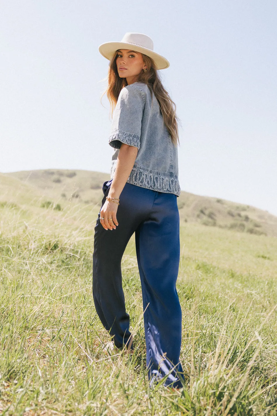 Josie Wide Leg Satin Pants - FINAL SALE sold by bohme product image thumbnail 4