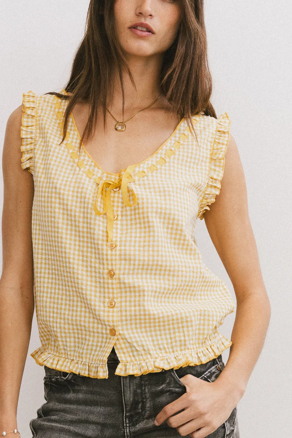Calvin Gingham Tank in Yellow sold by bohme product image thumbnail 4