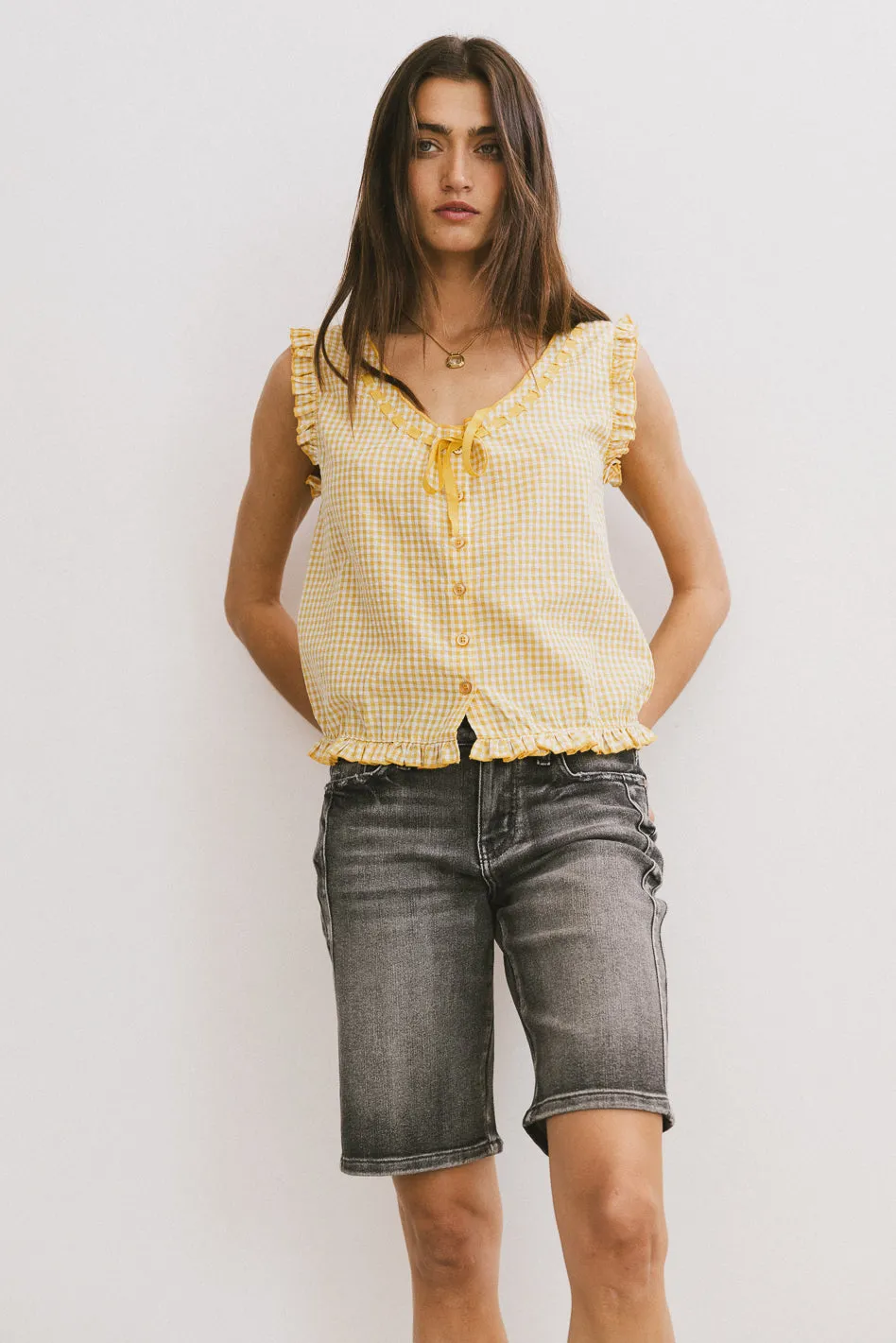 Calvin Gingham Tank in Yellow sold by bohme product image thumbnail 3