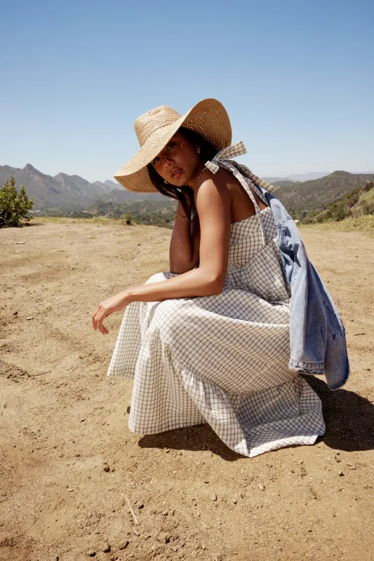 Cade Gingham Maxi Dress sold by bohme