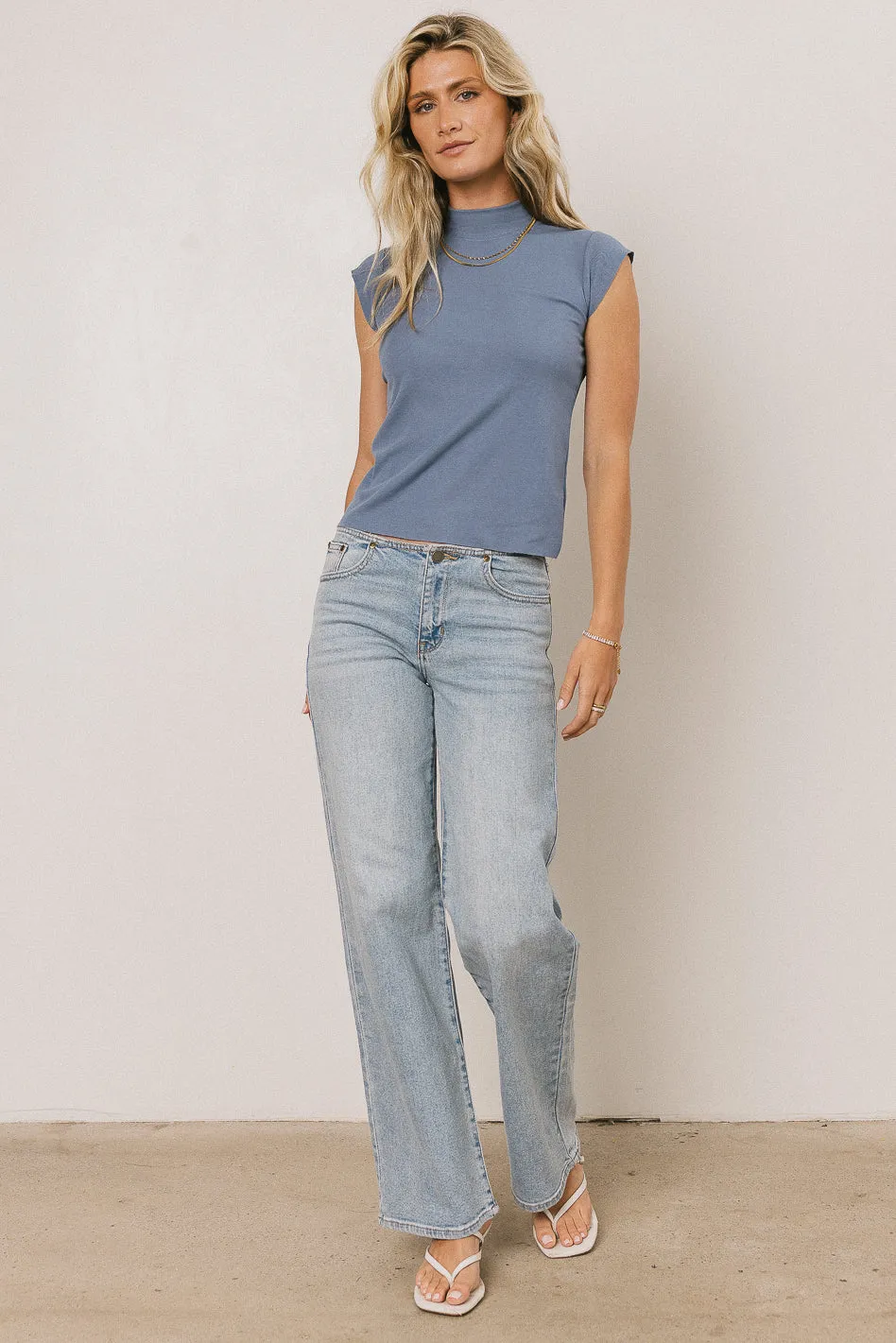 Sunny Mock Neck Top in Blue - FINAL SALE sold by bohme product image thumbnail 4
