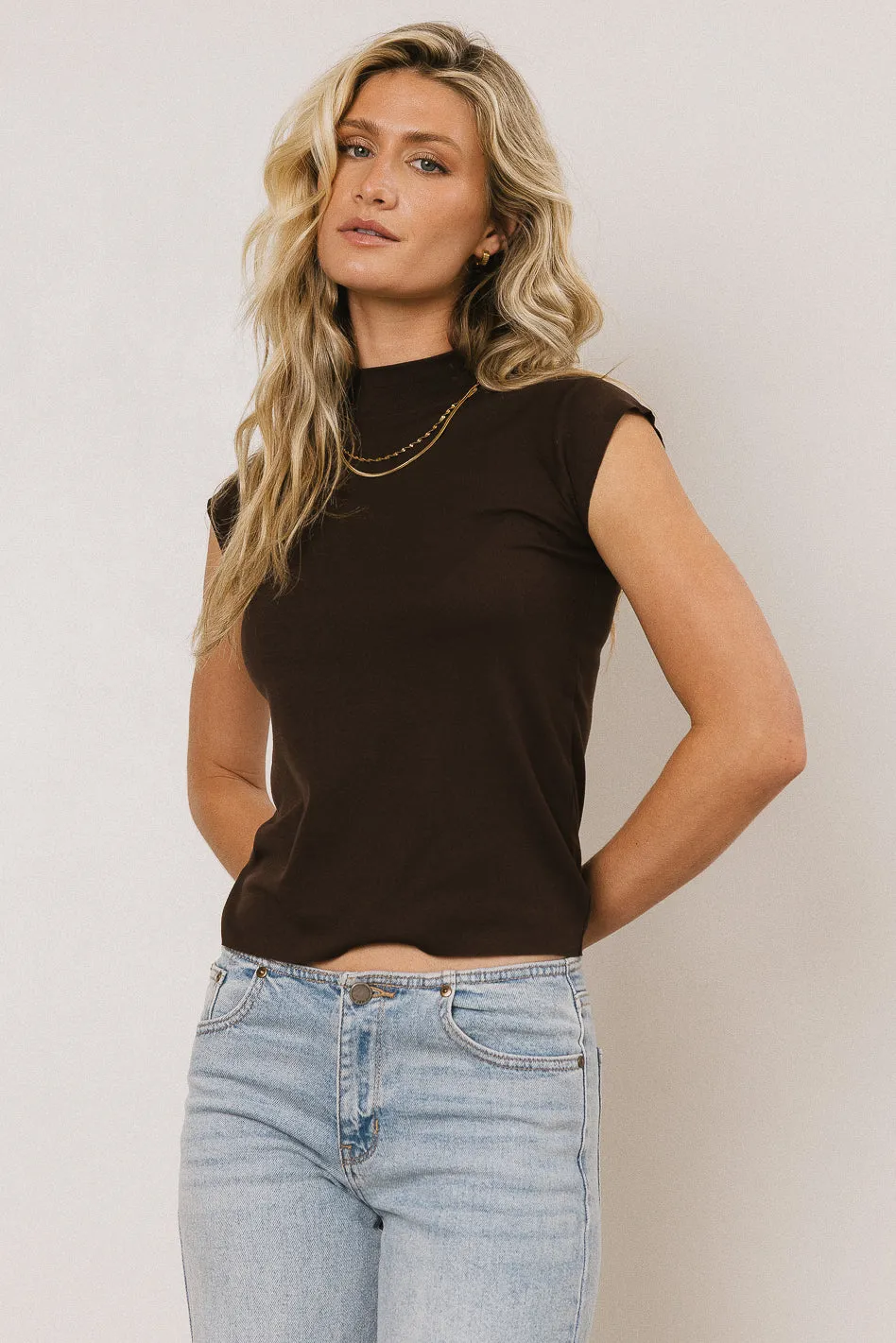 Sunny Mock Neck Top in Brown - FINAL SALE sold by bohme product image thumbnail 4