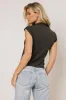 Sunny Mock Neck Top in Charcoal sold by bohme