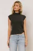 Sunny Mock Neck Top in Charcoal sold by bohme