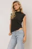Sunny Mock Neck Top in Charcoal sold by bohme
