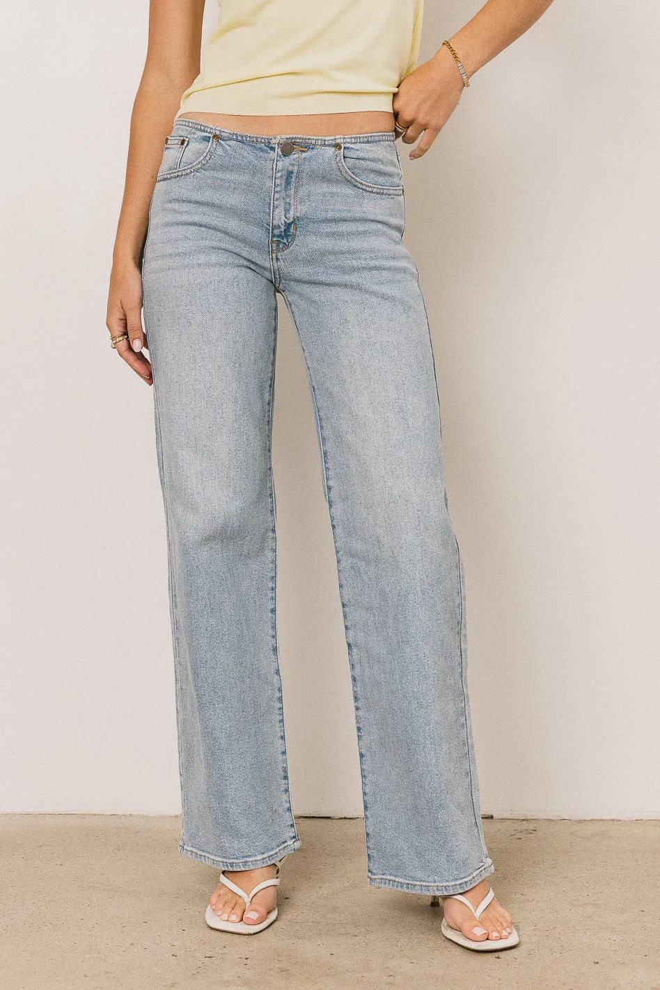 Livy No Waistband Straight Leg Jeans in Light Wash sold by bohme
