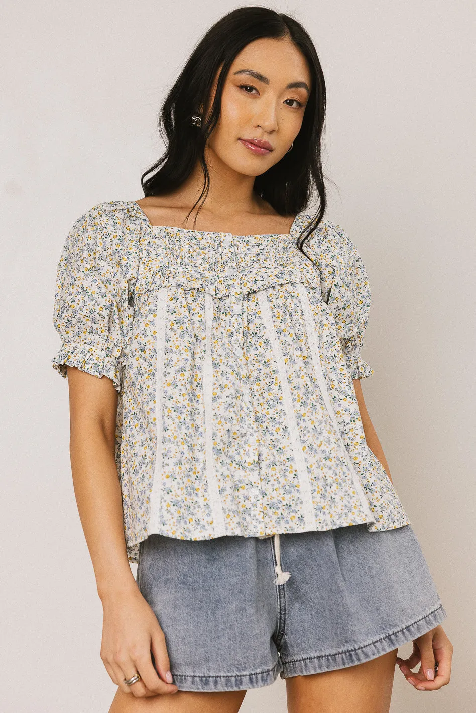 Tiffany Floral Blouse in Blue - FINAL SALE sold by bohme product image thumbnail 2