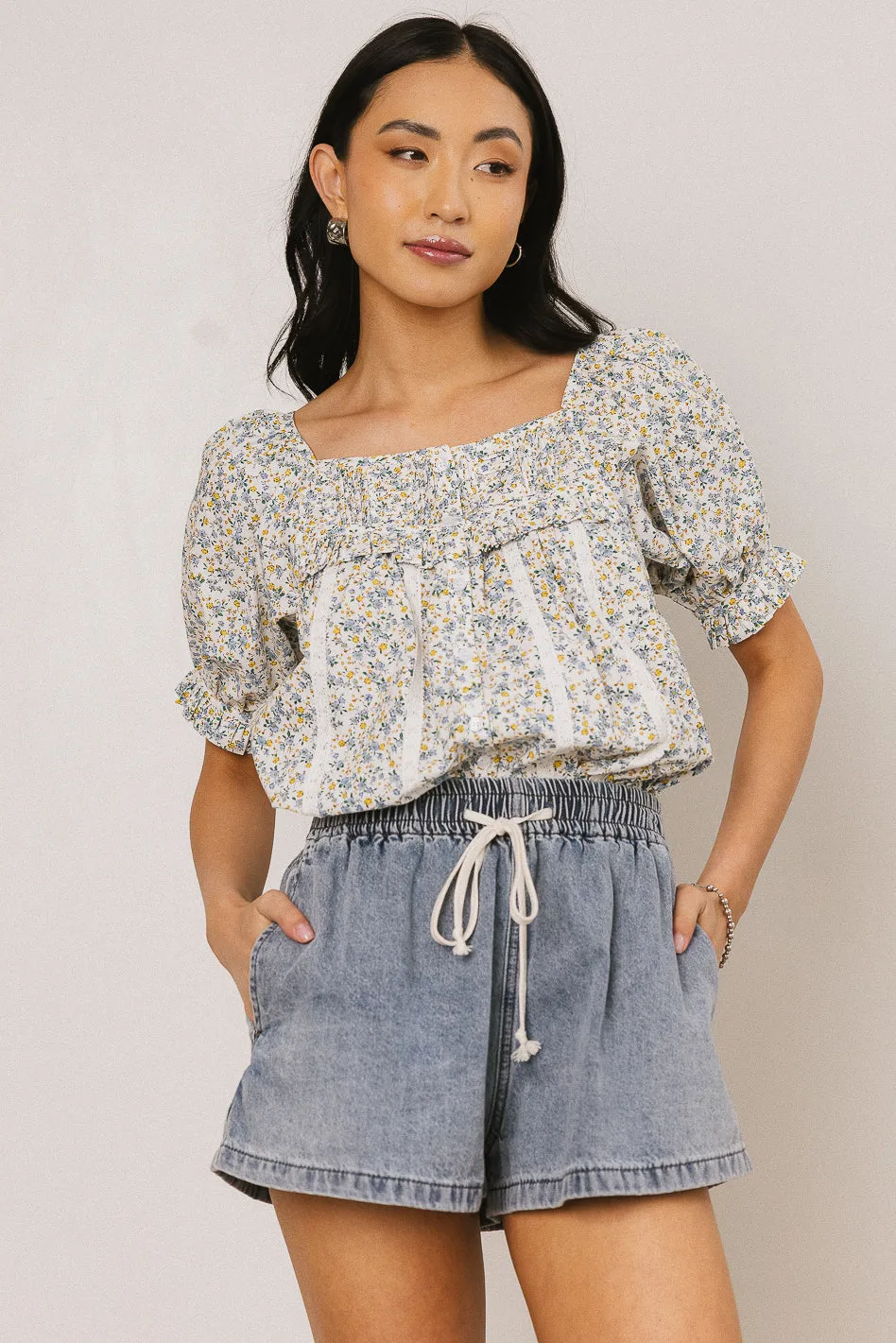 Tiffany Floral Blouse in Blue - FINAL SALE sold by bohme product image thumbnail 5