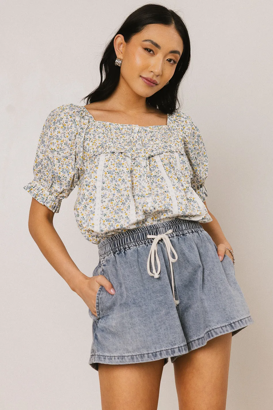 Tiffany Floral Blouse in Blue - FINAL SALE sold by bohme