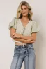 Sylas Embroidered Blouse in Sage sold by bohme