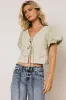 Sylas Embroidered Blouse in Sage sold by bohme