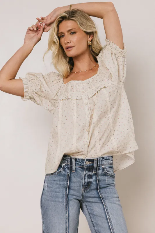 Tiffany Floral Blouse in Cream sold by bohme