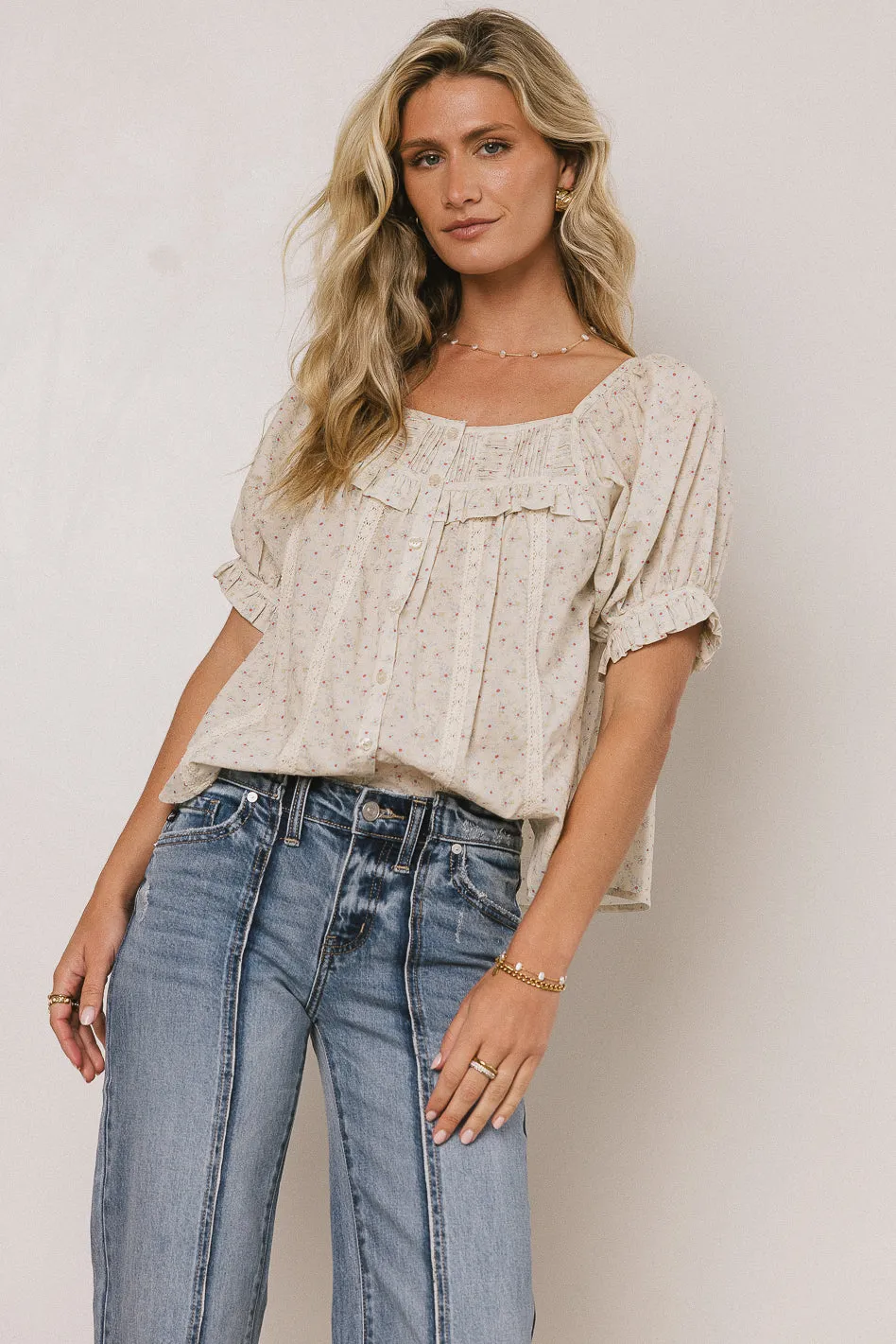 Tiffany Floral Blouse in Cream - FINAL SALE sold by bohme product image thumbnail 3