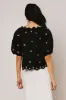 Kara Embroidered Blouse in Black sold by bohme