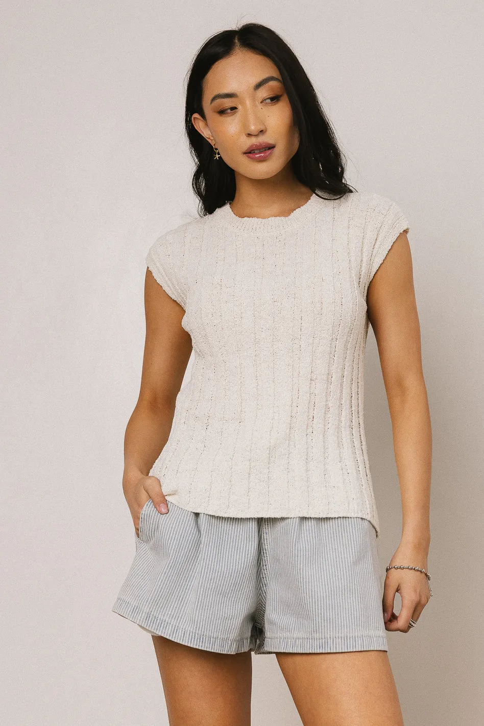 Warren Ribbed Tank in Cream - FINAL SALE sold by bohme product image thumbnail 5
